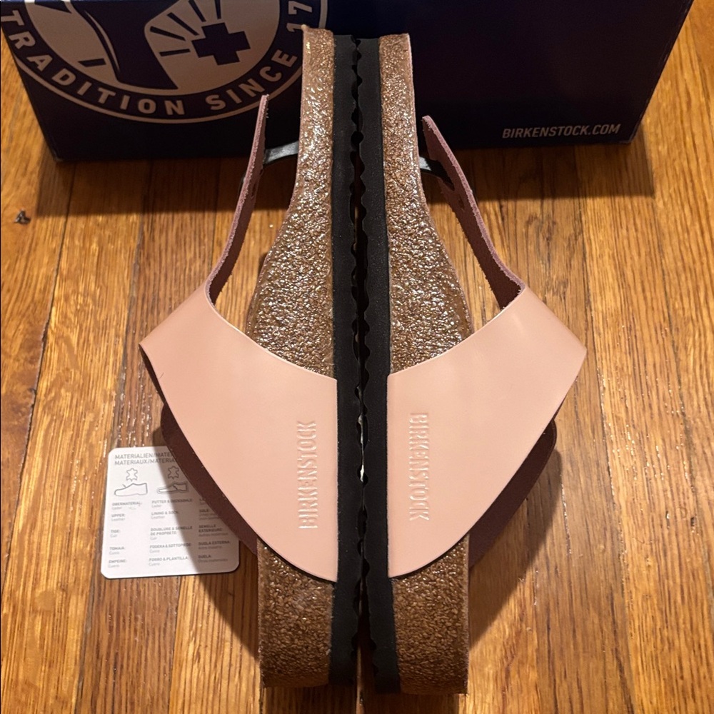 Birkenstock Gizeh Big Buckle High Shine Light Rose Leather Reg Womens US 10 WD - Picture 3 of 4